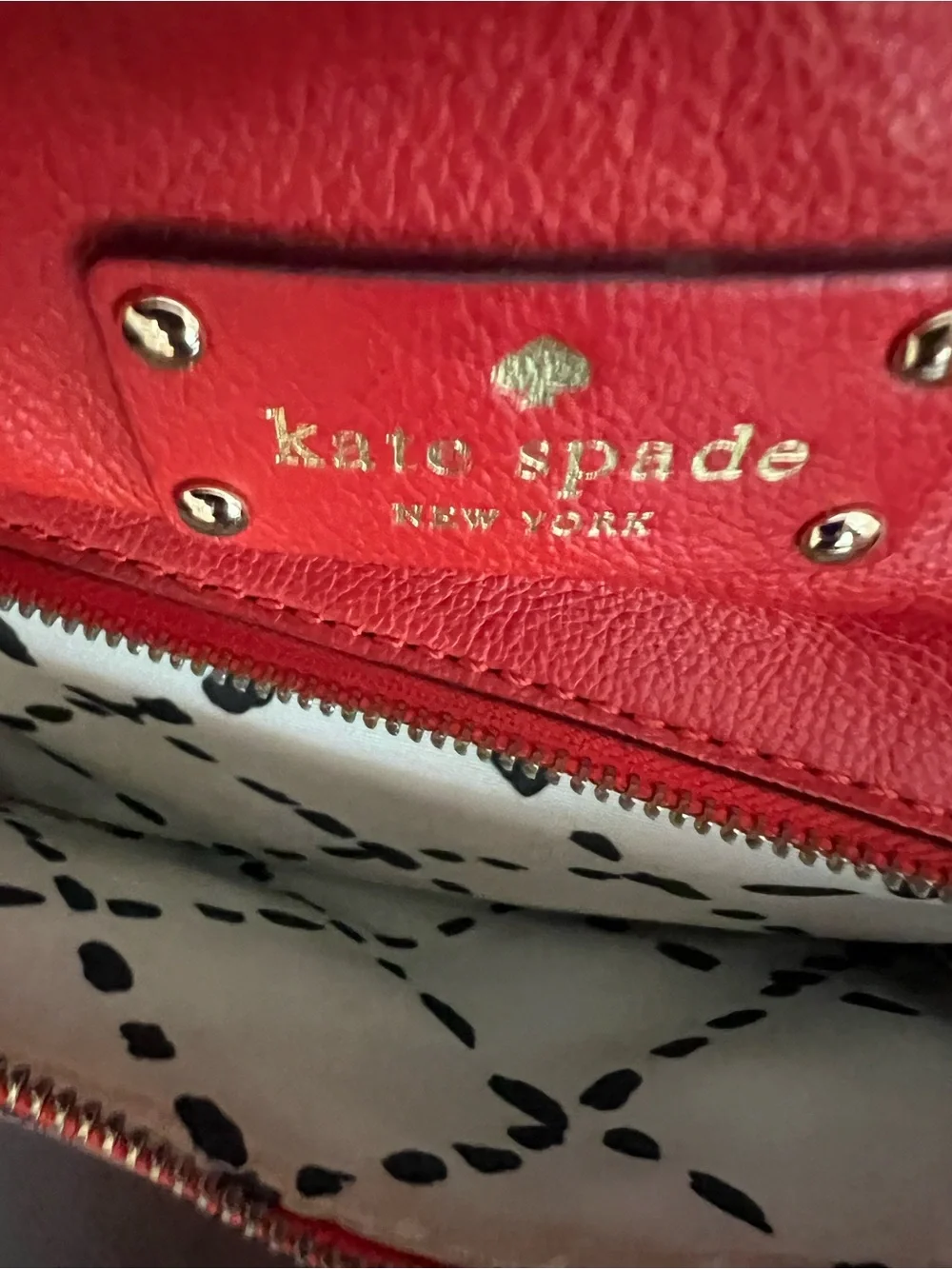kate spade Red Leather Hobo with Front Zip Pocket - Picture 8 of 8